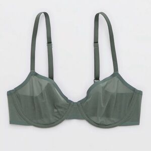 NWT Aerie SMOOTHEZ Mesh Unlined Bra In Army Green